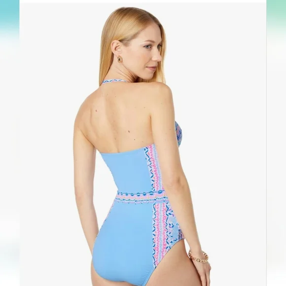 Women's Nwt Lilly Pulitzer Anthea Blue and Pink One Piece Swimsuit 12 - Picture 2 of 5